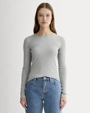 The Luxe Rib Long-Sleeve Crew | Washed Heathered Grey