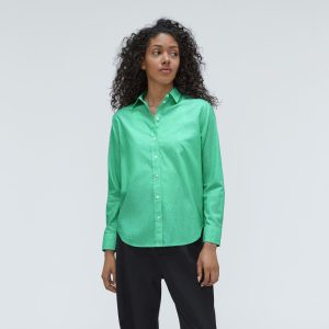 The Must-Have Shirt in Silky Cotton | Bright Jade / White