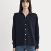 Cashmere Button-Up Shirt | Navy