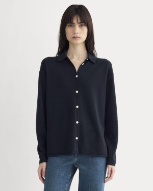 Cashmere Button-Up Shirt | Navy