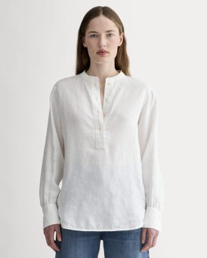 The Henley Shirt in Linen | White