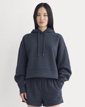 Cropped Luxe Fleece Hoodie | Navy
