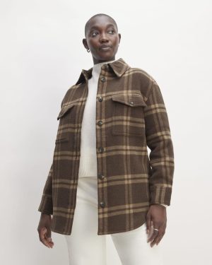 The Italian ReWool® Oversized Shirt Jacket | Brown / Camel