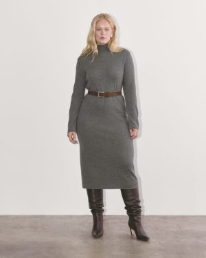 The Turtleneck Sweater Dress in Cashmere | Heather Charcoal