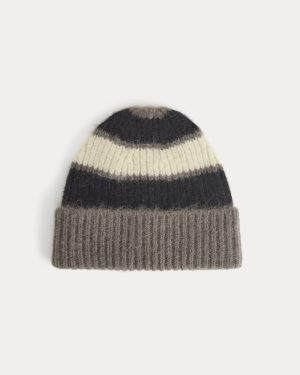 Plush Alpaca Beanie | Mid Grey Heather/Black/Bone