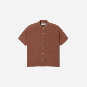 The Boxy Shirt in Washable Silk | Cinnamon