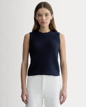 The Organic Cotton Open-Stitch Tank | Navy