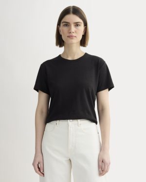 The Box-Cut Tee in Cotton Linen | Black