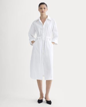 The Drawcord Shirtdress in Ultrasoft Cotton | White
