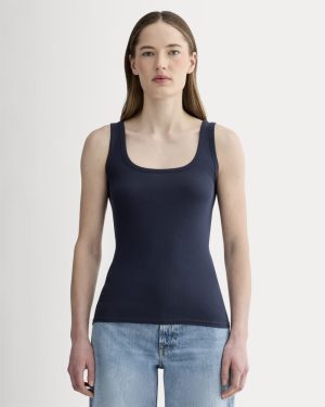 The Luxe Rib Square-Neck Tank | Navy