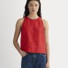 The Linen High-Neck Tank | Classic Red