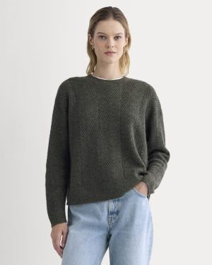 Cashmere Herringbone Sweater | Heather Charcoal