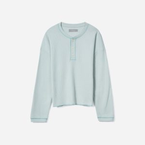The Organic Cotton Waffle Henley | Ice Blue