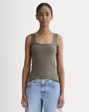 The Luxe Rib Square-Neck Tank | Heathered Fatigue