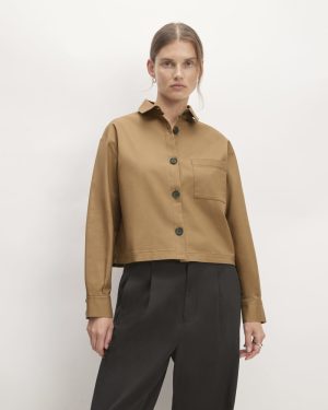 The Structured Cotton Cropped Shirt | Toasted Coconut