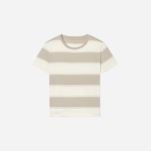 The Box-Cut Tee in Essential Cotton | Pale Khaki / Canvas Tan | No Pocket