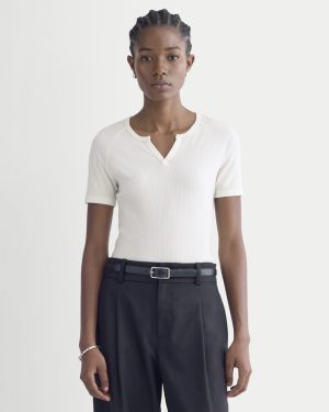 The Shimmy V-Neck Top | Bone