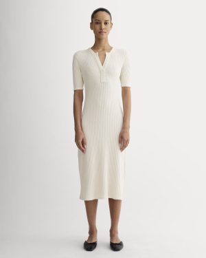 The Rib-Knit Henley Dress | Bone