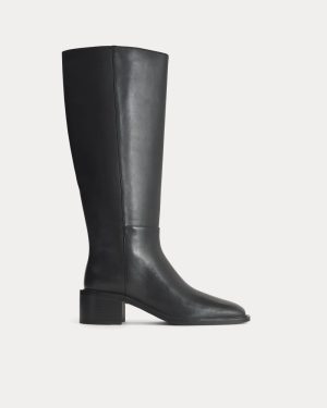 Leather Knee-High City Boot | Black