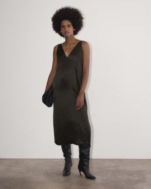 The Satin Slip Dress | Black