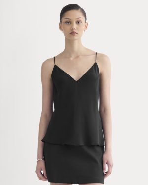 The Tie Back Cami in Washable Silk | Black