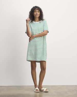 The Organic Cotton Weekend Tee Dress | Bone / Grass Green