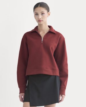 Luxe Fleece Zip Polo | Merlot