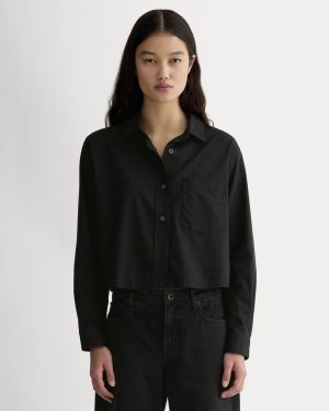 The Way-Short Shirt in Silky Cotton | Black