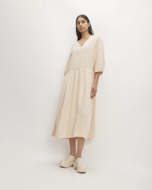 The TENCEL™ Puff-Sleeve Dress | Whisper Pink