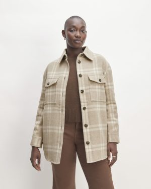 The Italian ReWool® Oversized Shirt Jacket | Taupe / Cream