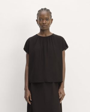 The Gathered Neck Top | Black