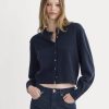 Cashmere Cropped Cardigan | Navy