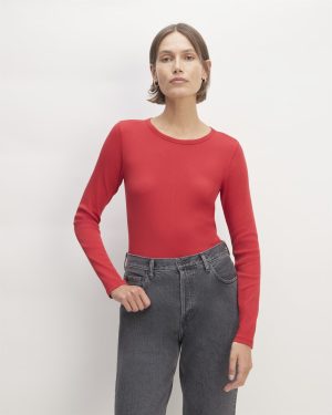 The Luxe Rib Long-Sleeve Crew | Haute Red