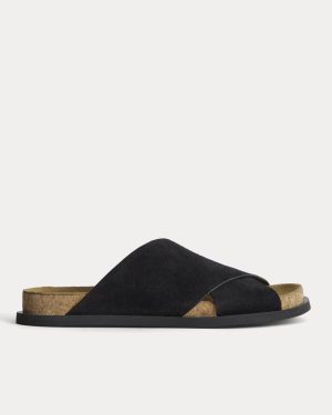 The Suede Crossover Sandal |  Black