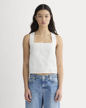 The Crossback Tank in Linen | Natural Chambray