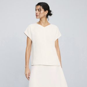 The City Stripe V-Neck Top | Bone