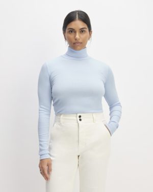 The Luxe Rib Turtleneck | Chambray Blue