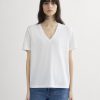 The Slouchy V-Neck Tee in Cotton Linen | White