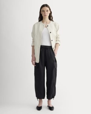 The Cargo Curve Pant in Linen | Black