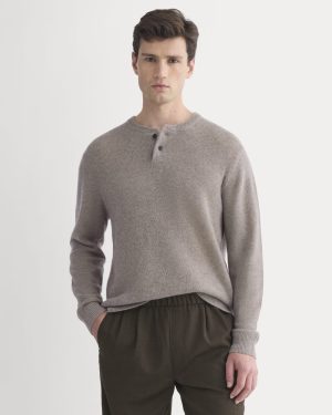 Henley in Wool Cashmere | Light Heathered Taupe