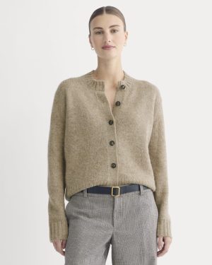 The Crew Cardigan in Alpaca | Dark Heathered Camel