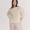 The Pointelle Sweater in Cloud | Bone