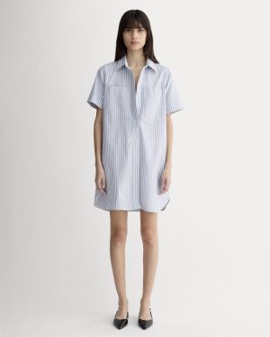 The Oxford Short-Sleeve Shirt Dress | Bone / Mazarine Blue