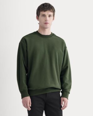 Twill Terry Jacquard Crew Sweatshirt | Dark Forest