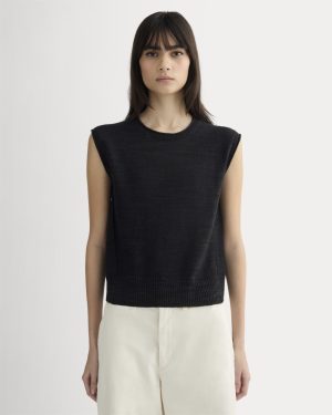 The Muscle Sweater in Cotton Linen | Black