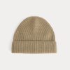 The Cashmere Ribbed Beanie | Dark Heathered Camel