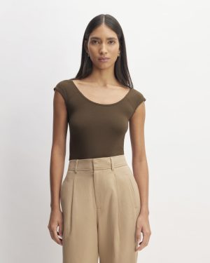 The Supima® Form Cap-Sleeve Tee | Cocoa