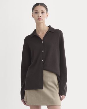 Cashmere Button-Up Shirt | Dark Chocolate