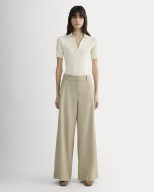 The Wide-Leg Pant in Stretch Linen | Trench Coat Khaki