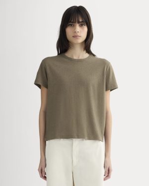 The Box-Cut Tee in Cotton Linen | Deep Taupe